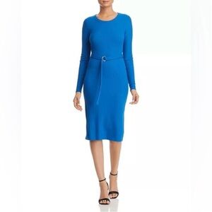 🦋MICHAEL Michael Kors Blue Long Sleeve Belted Rib-Knit Dress - Size Medium